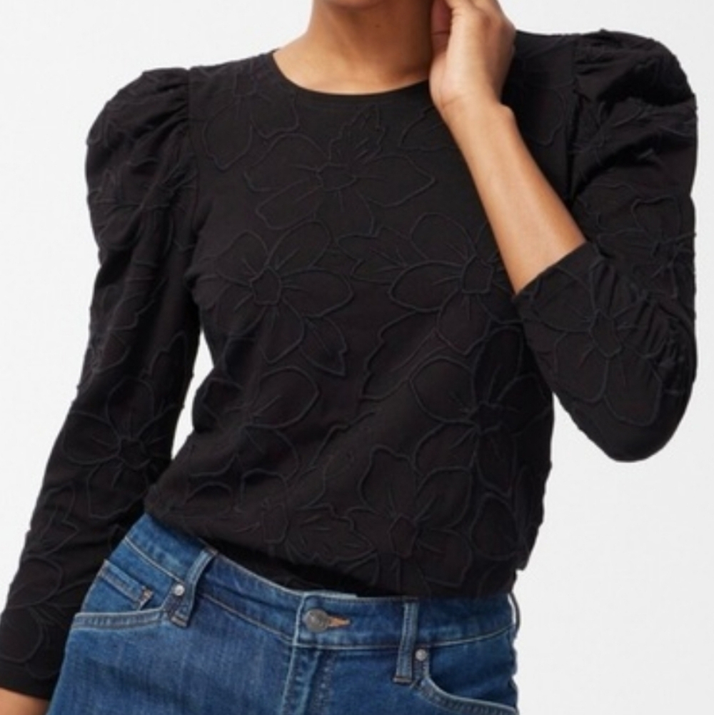 Chico's-Embroidered Front Tee 3/4 Sleeve Cotton Size 2 (US L)